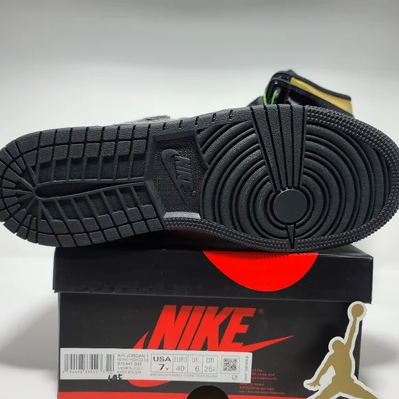 2020 Air Jordan 1 Retro High OG GS 'Black Metallic Gold VERIFIED AUTHENTIC 7Y